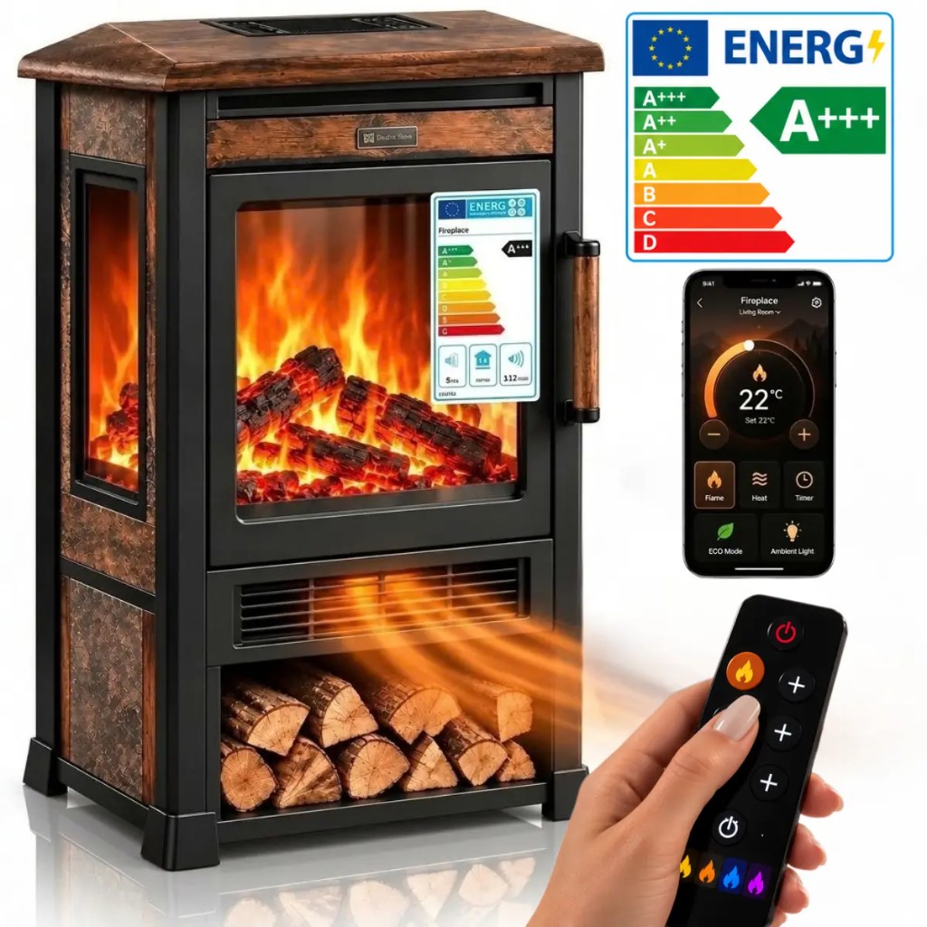 Thermora™ — elektromos kandalló IR távirányítóval, app WiFi és A+++
