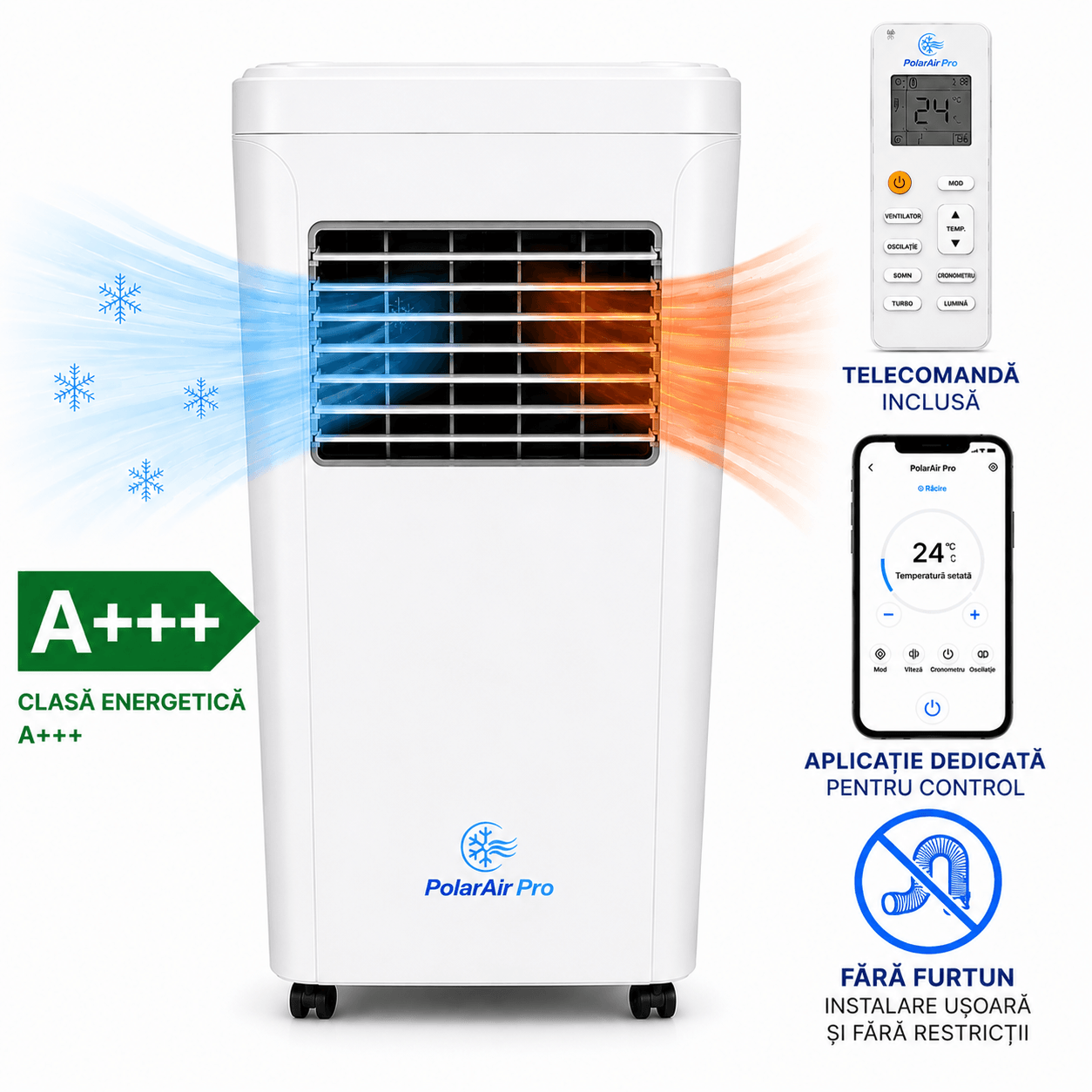 PolarAir Pro™ — Aparat de climatizare portabil 4 în 1